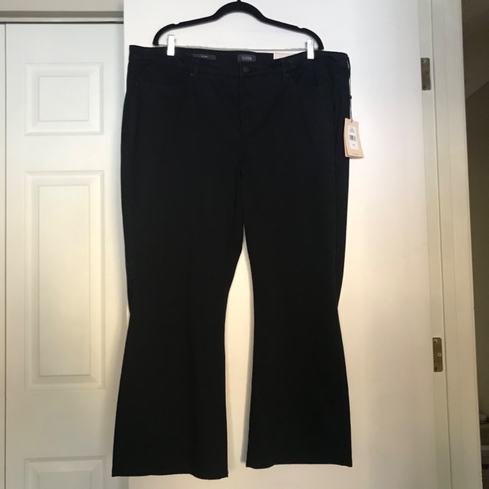NWT NYDJ Jeans Relaxed Flare Pants 20W black dress slacks lift tuck technology